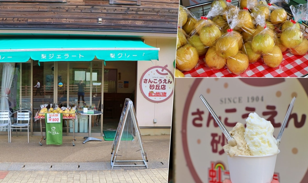 【日本鳥取】さんこうえん 三光園 砂丘店‧鳥取砂丘手工梨冰淇淋，11種口味當地食材製成的冰淇淋